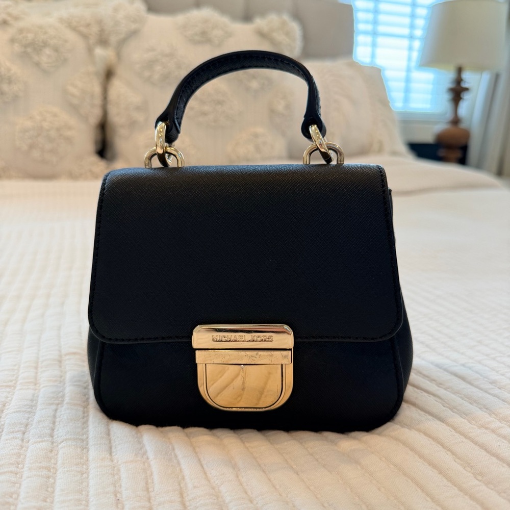 Michael Kors Black Saffiano Leather Bridgette Crossbody Mini Bag Removable Strap